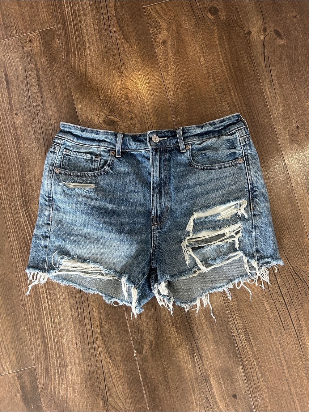American Eagle Outfitters Distressed Blue Denim Shorts